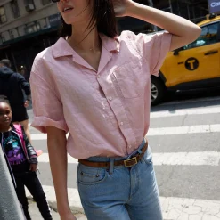 Botanical Dyed Camp Shirt In Linen