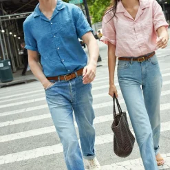 Botanical Dyed Camp Shirt In Linen