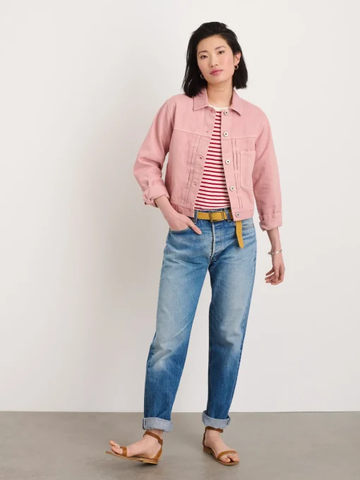 Botanical Dyed Trucker Jacket In Recycled Denim