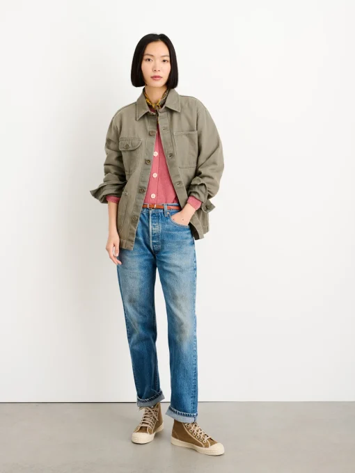 Botanical Dyed Work Jacket In Recycled Denim