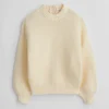 Button-Back Crewneck Sweater