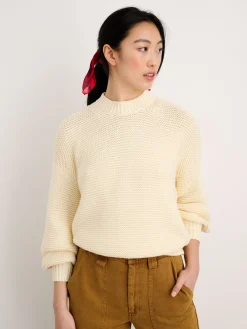 Button-Back Crewneck Sweater