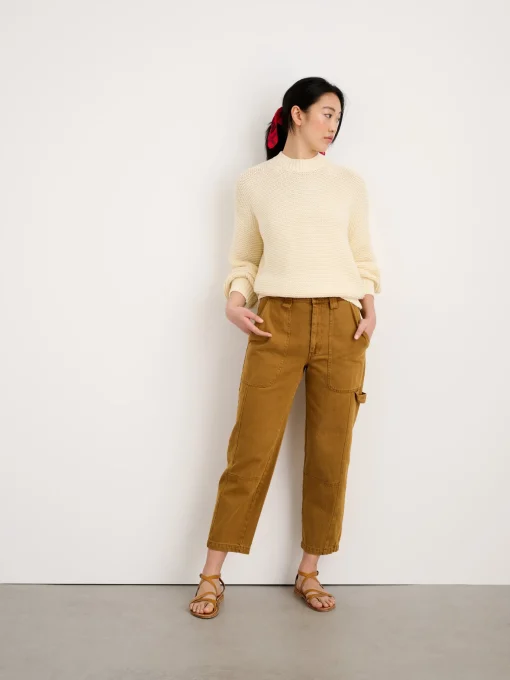Button-Back Crewneck Sweater
