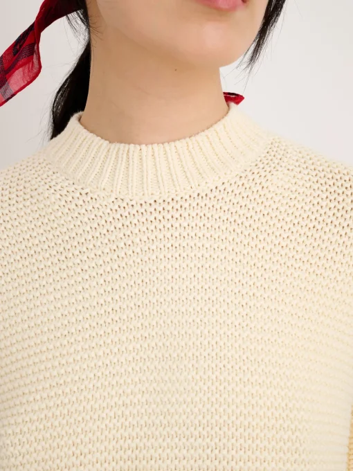 Button-Back Crewneck Sweater