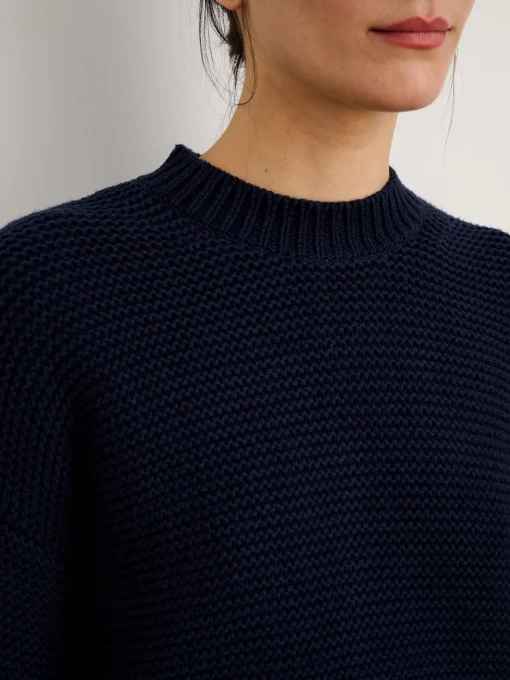 Button-Back Crewneck Sweater
