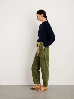 Button-Back Crewneck Sweater