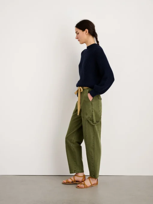 Button-Back Crewneck Sweater