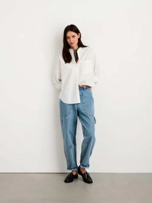 Collarless Standard Shirt In Solid