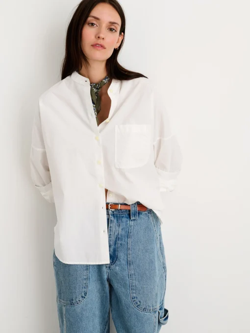 Collarless Standard Shirt In Solid