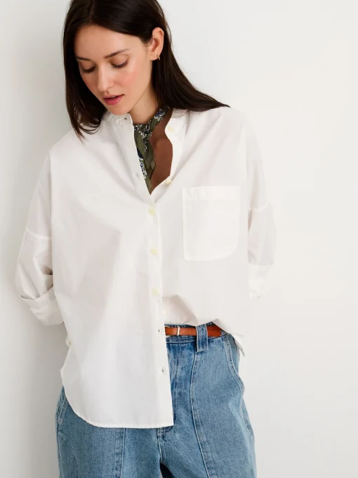 Collarless Standard Shirt In Solid