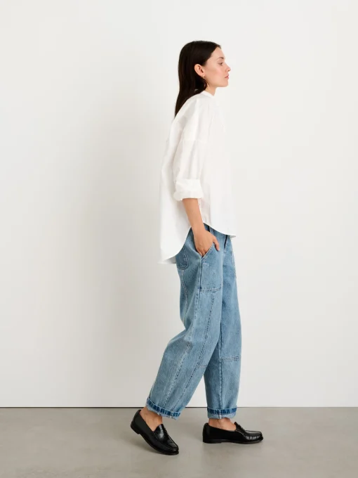 Collarless Standard Shirt In Solid