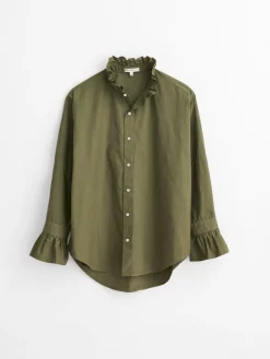 Easy Ruffle Shirt In Paper Poplin