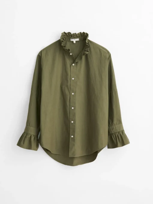 Easy Ruffle Shirt In Paper Poplin