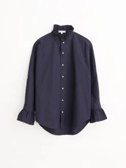 Easy Ruffle Shirt In Paper Poplin