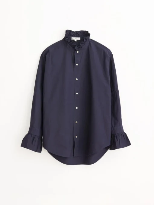 Easy Ruffle Shirt In Paper Poplin