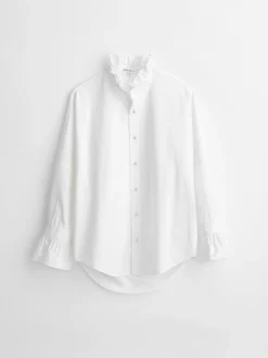 Easy Ruffle Shirt In Paper Poplin