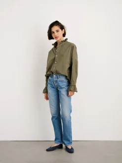 Easy Ruffle Shirt In Paper Poplin