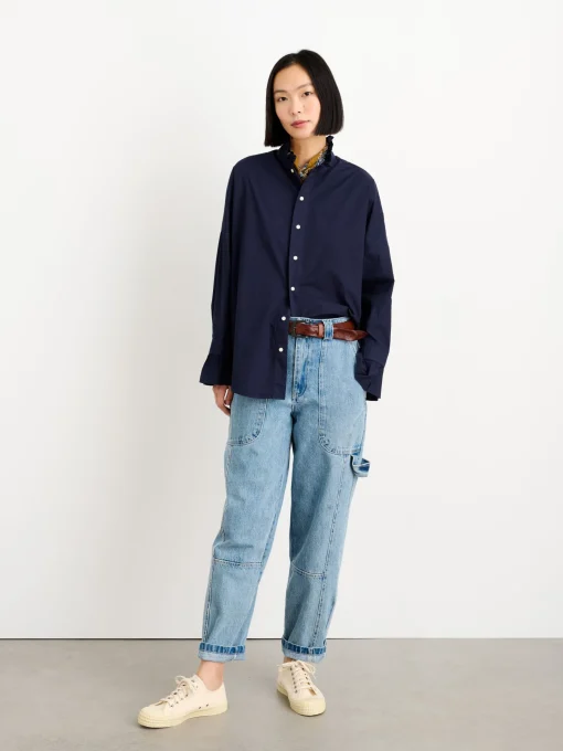Easy Ruffle Shirt In Paper Poplin