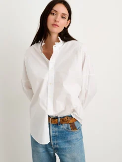 Easy Ruffle Shirt In Paper Poplin
