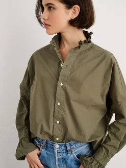 Easy Ruffle Shirt In Paper Poplin