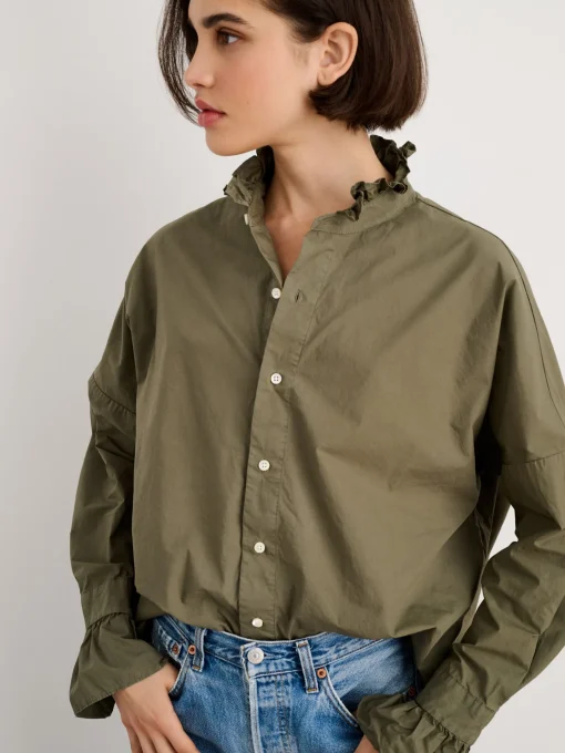Easy Ruffle Shirt In Paper Poplin