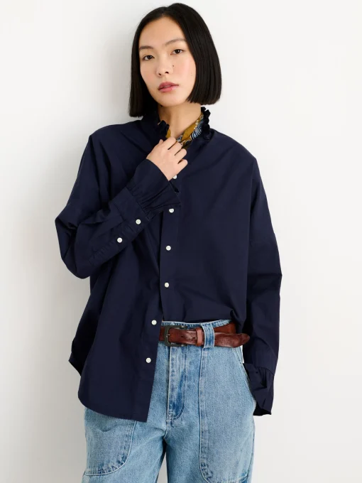Easy Ruffle Shirt In Paper Poplin