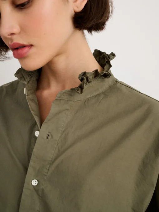 Easy Ruffle Shirt In Paper Poplin