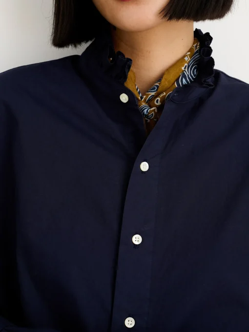 Easy Ruffle Shirt In Paper Poplin