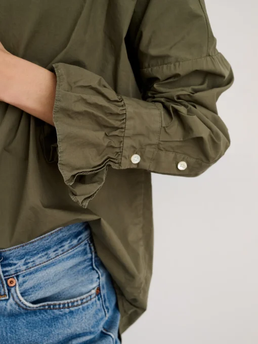 Easy Ruffle Shirt In Paper Poplin