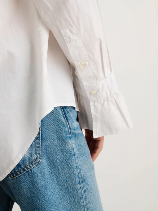 Easy Ruffle Shirt In Paper Poplin