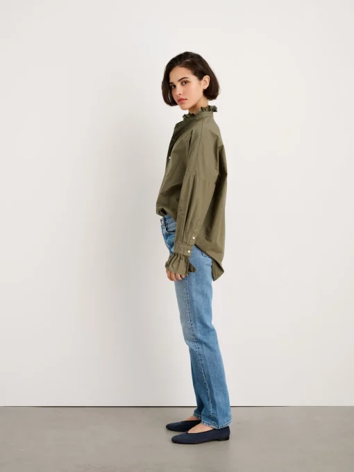 Easy Ruffle Shirt In Paper Poplin