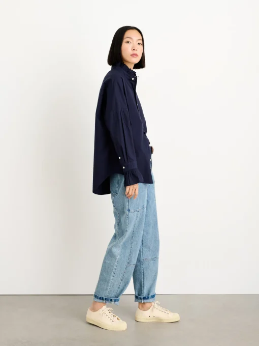 Easy Ruffle Shirt In Paper Poplin