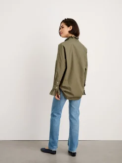 Easy Ruffle Shirt In Paper Poplin