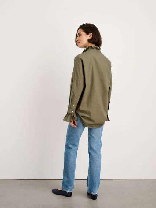 Easy Ruffle Shirt In Paper Poplin