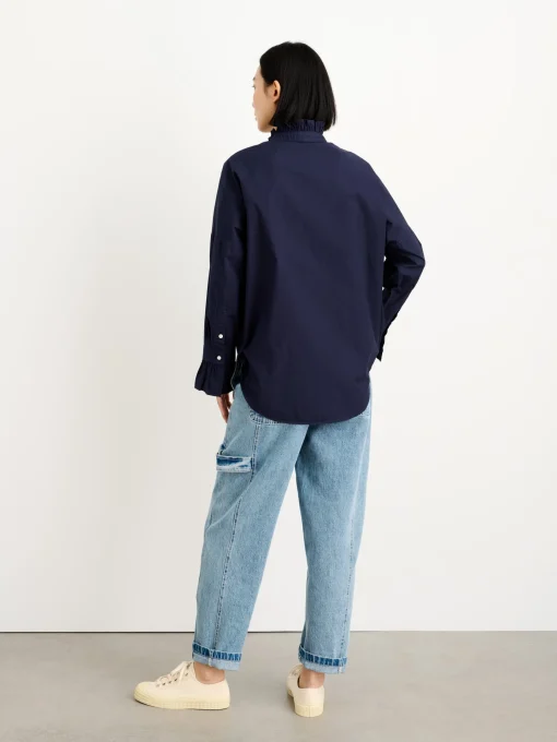 Easy Ruffle Shirt In Paper Poplin