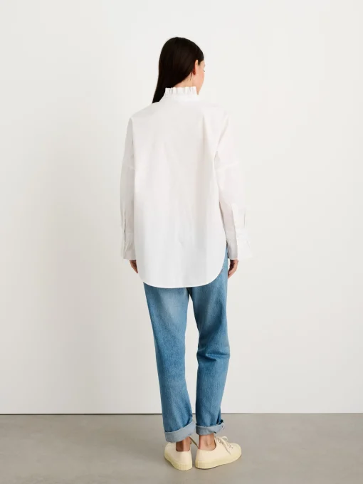 Easy Ruffle Shirt In Paper Poplin