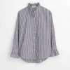 Easy Ruffle Shirt In Skinny Stripe