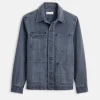 Garment Dyed Work Jacket In Recycled Denim