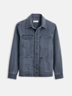 Garment Dyed Work Jacket In Recycled Denim