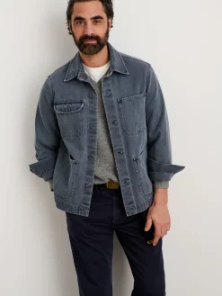 Garment Dyed Work Jacket In Recycled Denim