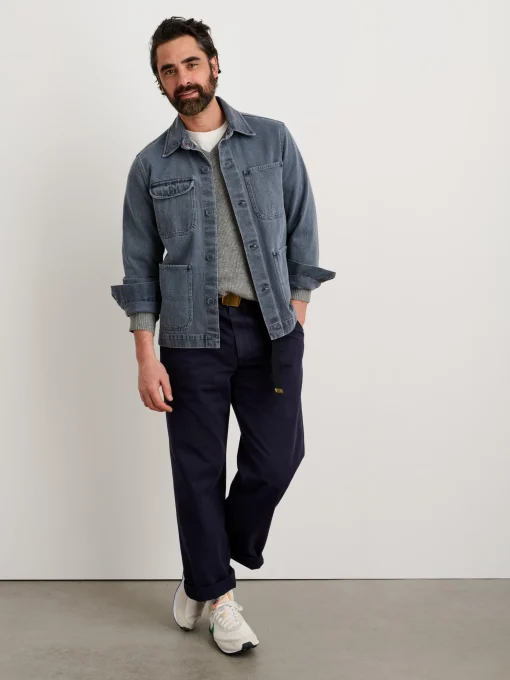 Garment Dyed Work Jacket In Recycled Denim