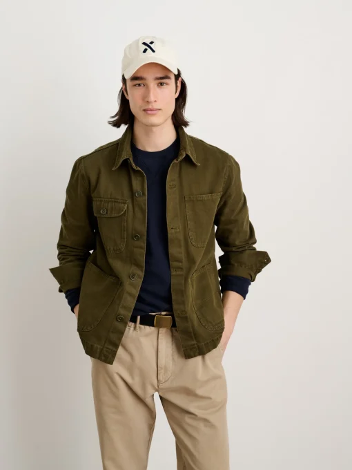 Garment Dyed Work Jacket In Recycled Denim