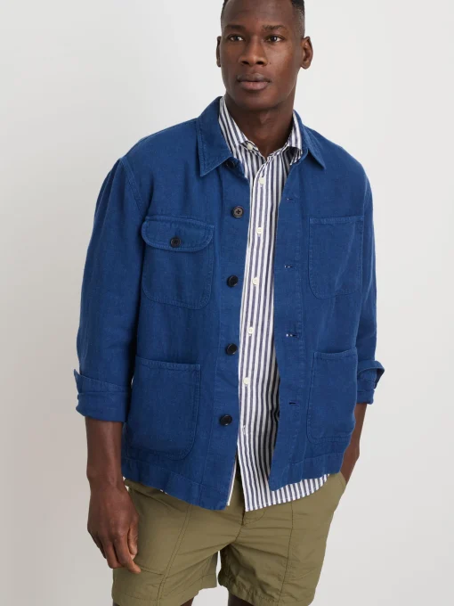 Garment Dyed Work Jacket In Linen