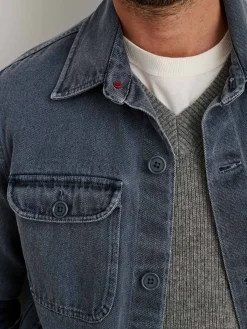 Garment Dyed Work Jacket In Recycled Denim