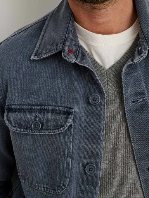 Garment Dyed Work Jacket In Recycled Denim