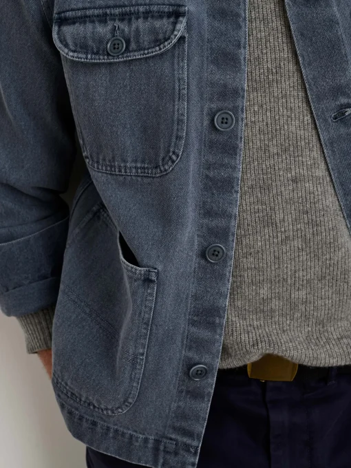 Garment Dyed Work Jacket In Recycled Denim