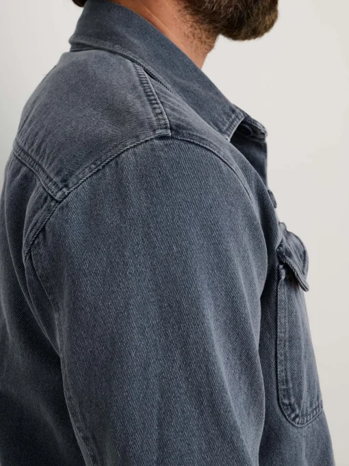 Garment Dyed Work Jacket In Recycled Denim