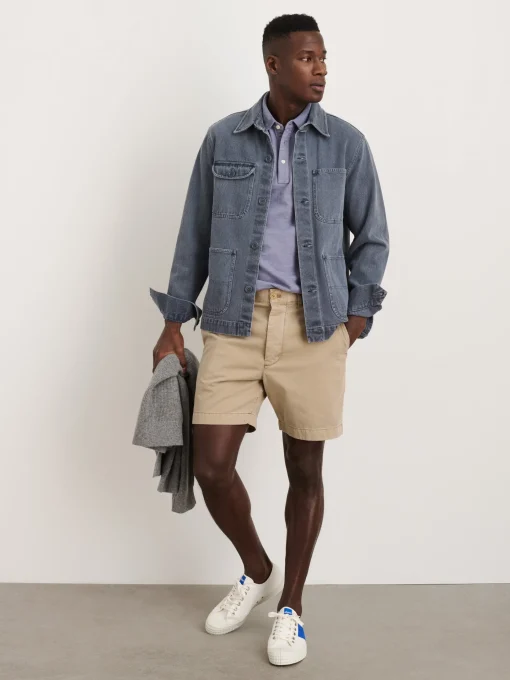 Garment Dyed Work Jacket In Recycled Denim