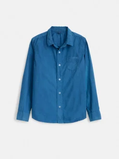 Indigo Dyed Bobby Shirt In Paper Poplin