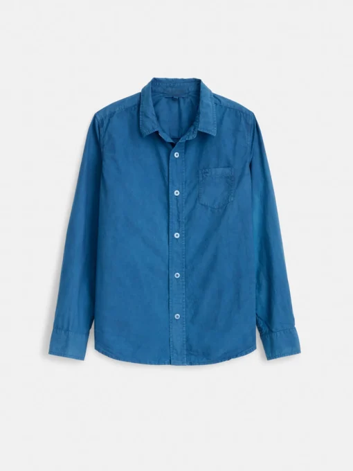 Indigo Dyed Bobby Shirt In Paper Poplin